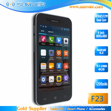 4" Mtk6572m Dual Core 512MB+4GB Android 3G Cellphone (F23)